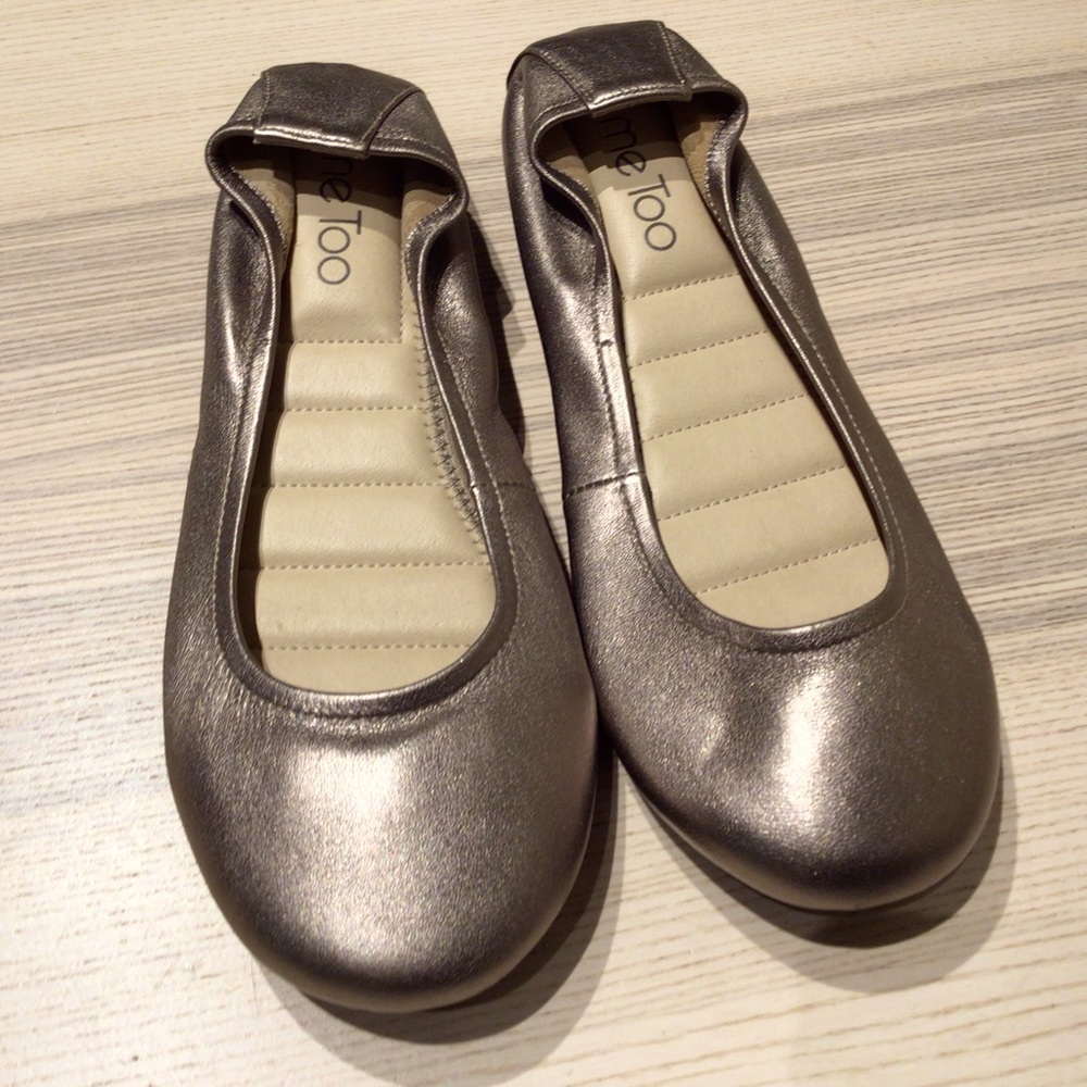 Me Too Metallic Leather Ballet Flats Wedges Size 6.5